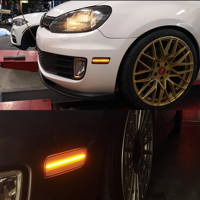 バンパーサイドマーカーライトアクセサリー,お好みのレンズ,t10,12v,信号灯,フォルクスワーゲンmk6,gti,2010-2014, 2個
