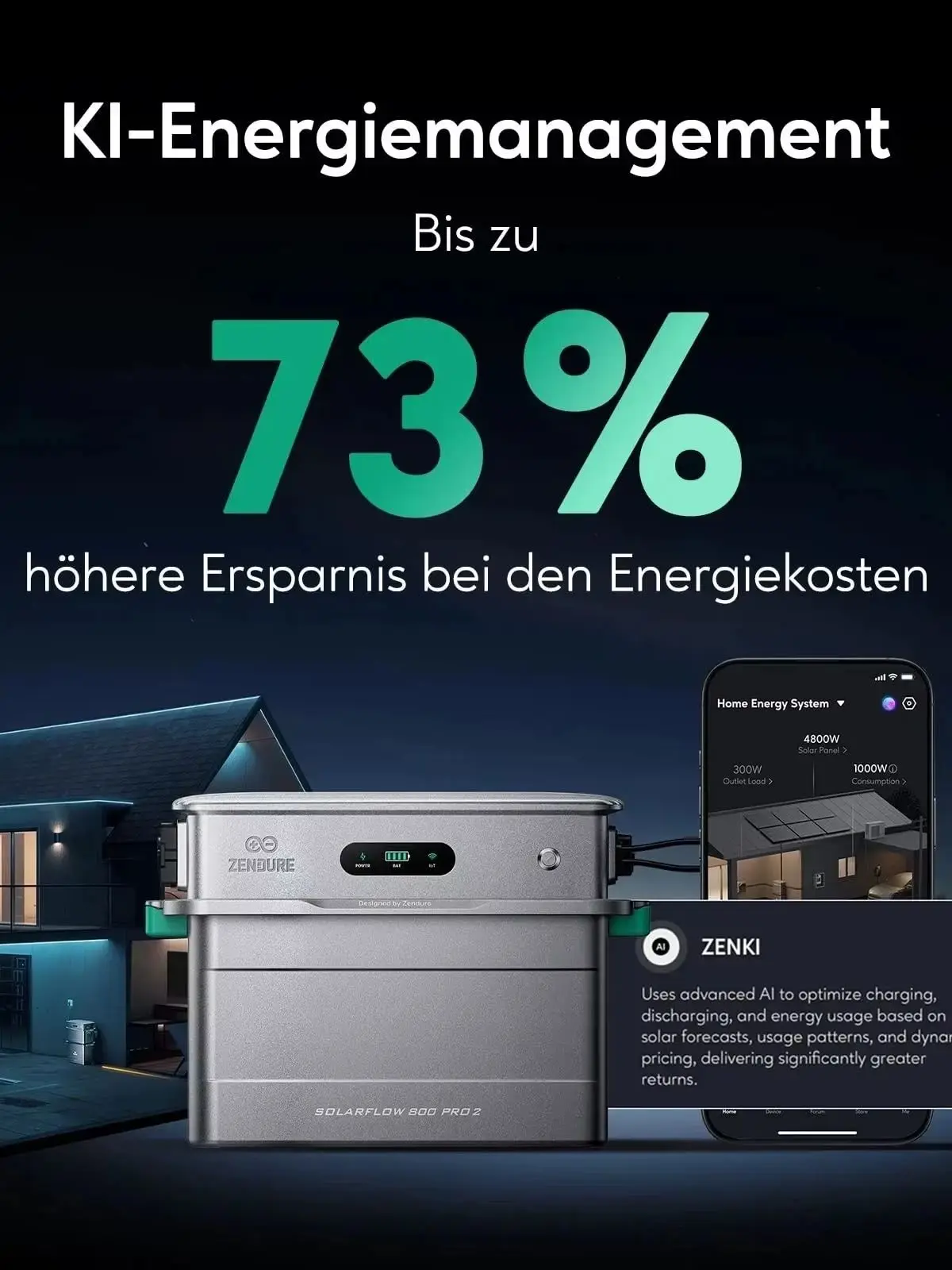 Zendure Solar Flow 800 Pro2, 1,92kWh ausgerüstet 1000W Balkonkraftwerk mit Speicher 0% MwSt.