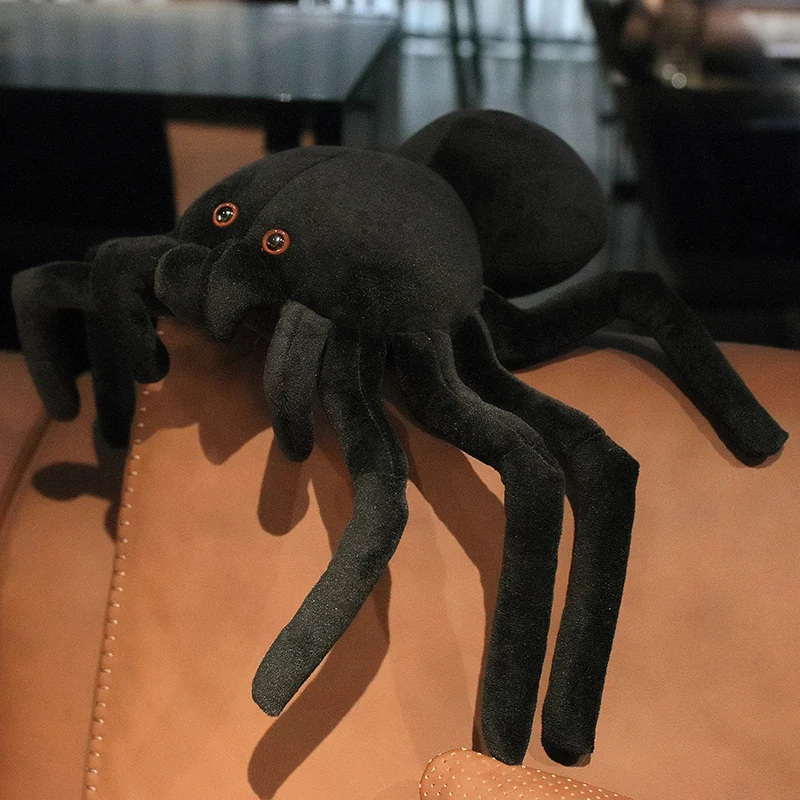 Giant Black Spider Plush Super Soft Stuffed Animal, Vintage Holloween Cute Realistic , Creepy Decor