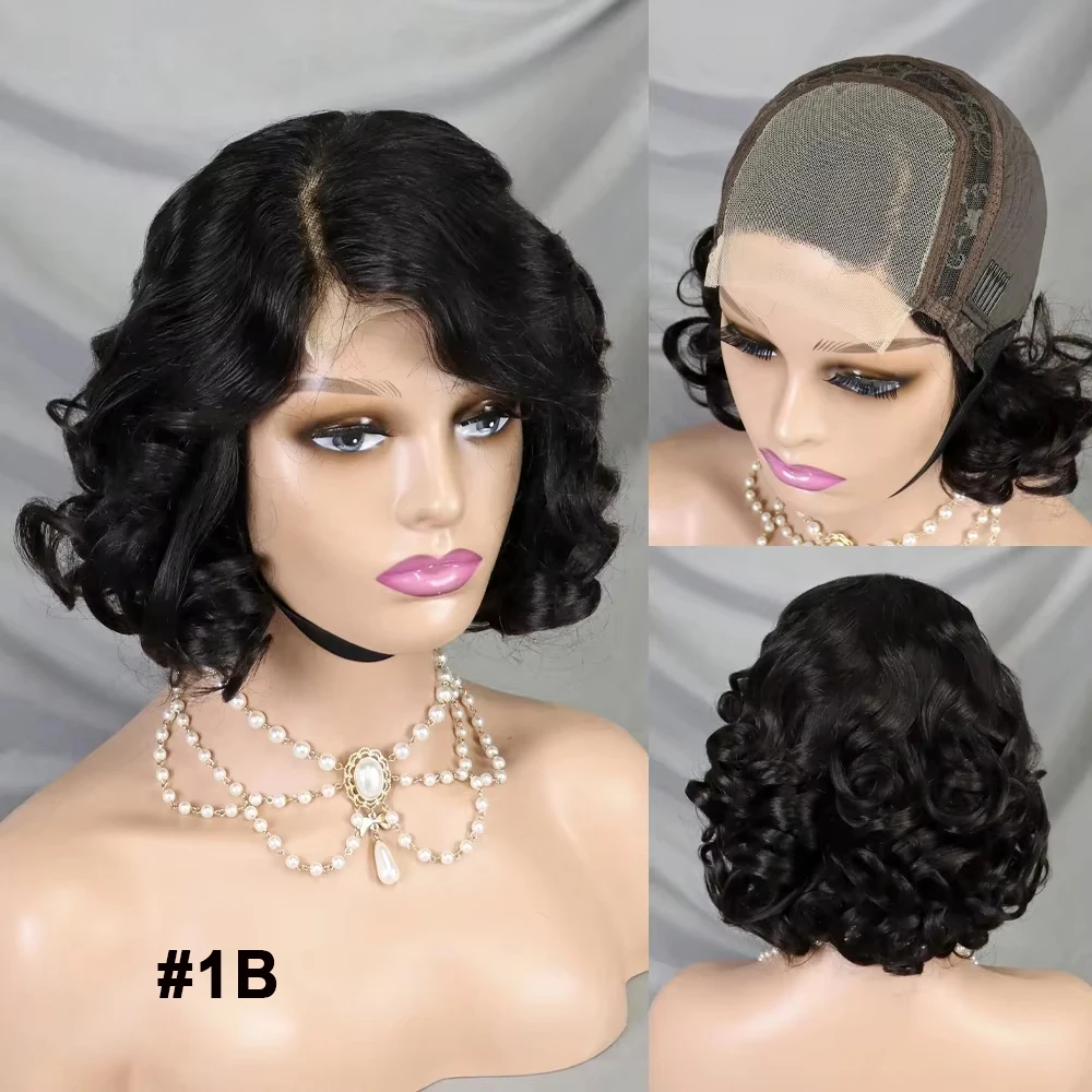 

Bouncy Body Wave Short Bob Wigs Human Hair 4x4 Lace Closure Natural Color Preplucked Raw indian Remy Human Hair Wigs For Women