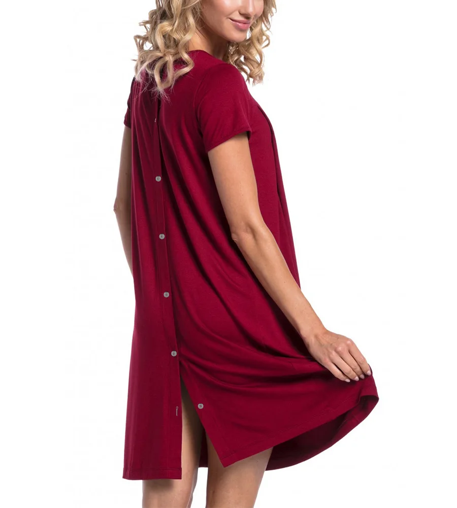 Modal Maternity Pajamas Nightgown Solid Color Maternity Shor Sleeve Dress Vestidos Pregnant Women Nightwear Sleepwear Loungewear