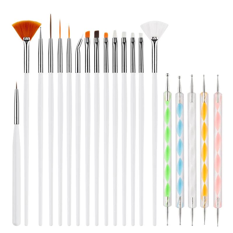 Set de pinceles para arte en uñas, lápiz de terapia de luz colorido, lápiz de doble punta, herramientas de precisión 6