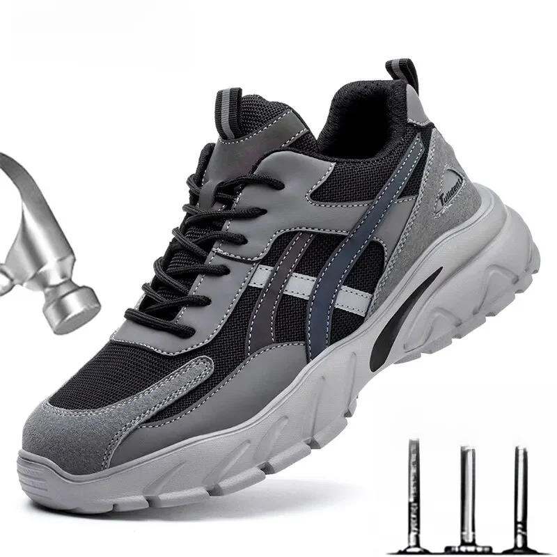 Veiligheidsschoenen voor heren Naalddichte werksneakers Lichtgewicht werkschoenen Herenschoenen met stalen neus Veiligheidslaarzen Onverwoestbare schoenen - afbeelding 2