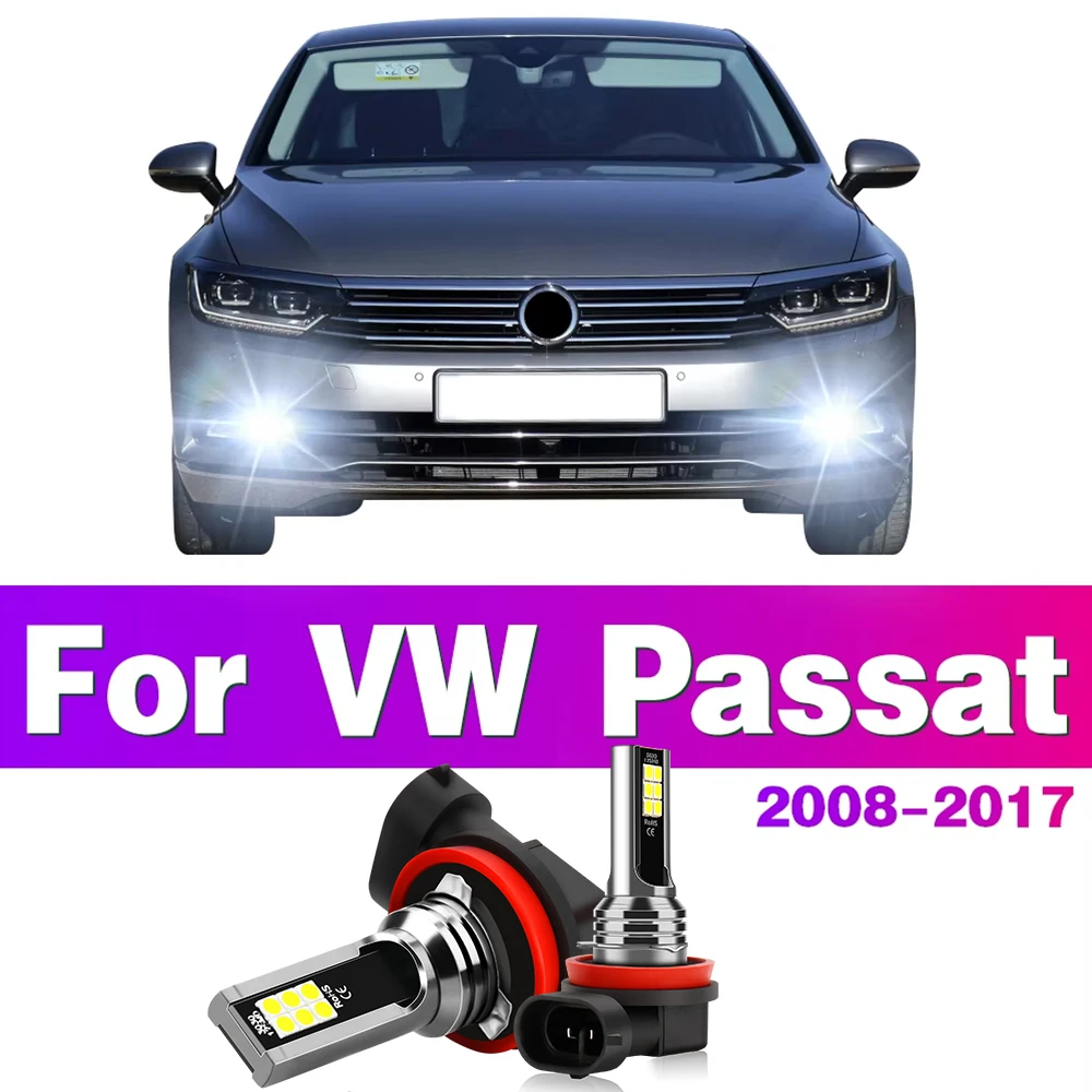 2x LED Car Front Fog Light Lamps Bulb For VW Volkswagen Passat B7 B8 2008 2010 2011 2012 2013 2014 2015 2016 2017 Auto Accessory