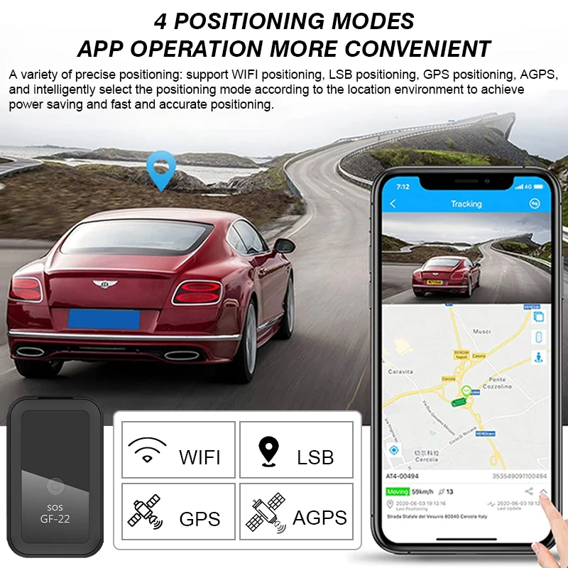 Mini GF22 GPS Car Tracker Real Time GPS Tracker Anti-Lost Device Locator APP Control Magnetic Mount SIM Message Positioner 2023