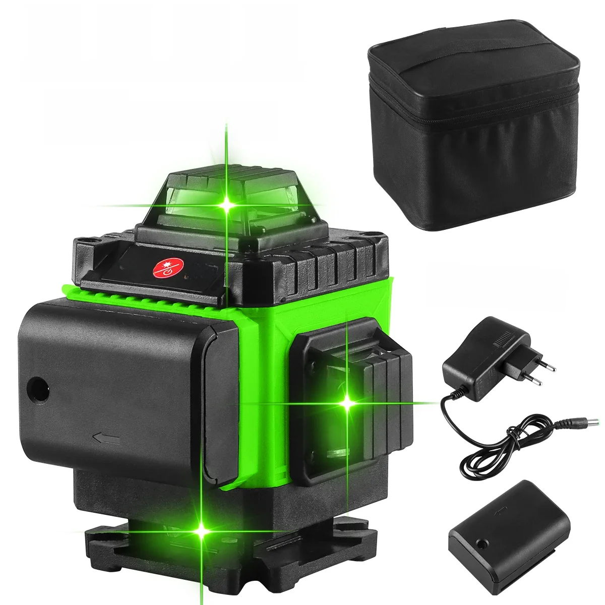 Laser Level 360 Self Leveling, 4x360° 4D Cross Line Laser, Green Laser Level Lines Tool, Self Leveling Laser Level，With Toolbag