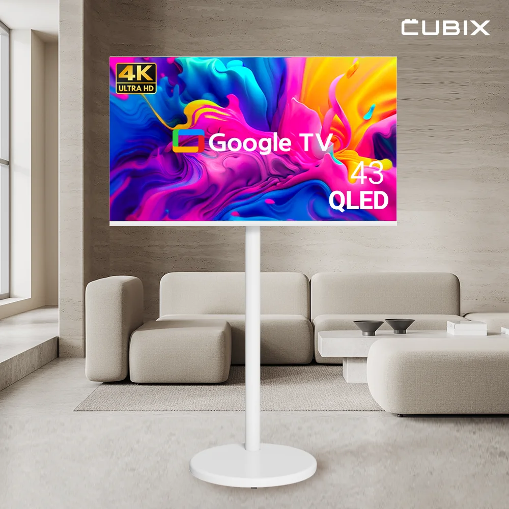 Moving cubic 4K UHD QLED 43 inch White Edition Samtan BiMi X2 series smart TV Samten BiMi small and medium mi