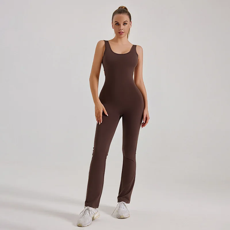 PINGNIAO-Macacão Esportivo Oco Sem Costas Feminino, Fato de Fitness Sem Mangas, Roupa de Ioga, Quadris Elevadores, 1 Pc