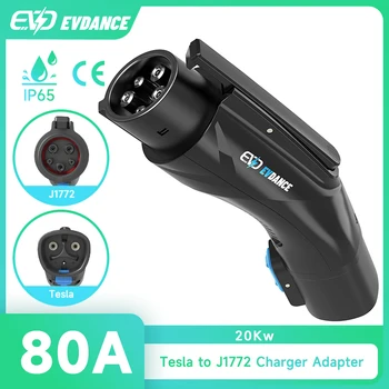 EVDANCE Przenośne adaptery Tesla do J1772 Urządzenia do ładowania samochodów o dużej mocy 48A 250V kompatybilne ze wszystkimi ładowarkami Tesla NACS