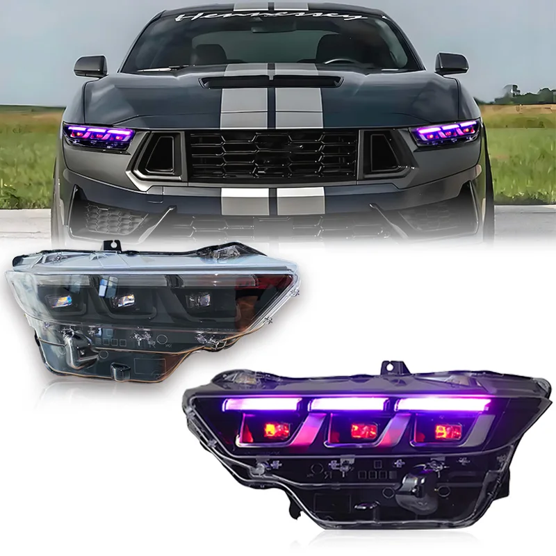 

SINDAR Auto RGB Headlights Assembly for Ford Mustang S650 GT 2024 2025 Car LED Red Demon Eye Style Head Lamp Accessories