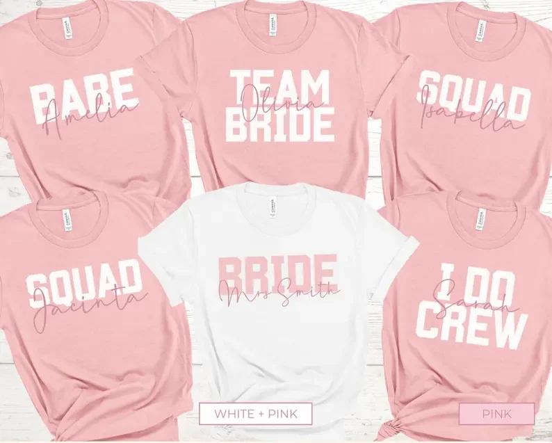 Personalisierte Bachelorette Party Shirts Benutzerdefinierte Name Hens Party Group T-Shirts Hochzeit Brautjungfer Top Bachelorette Weekend Girls