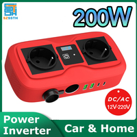 Car 200W Inverter DC To AC 12V to 220V QC3.0 Type C AC EU Socket Auto Mounted Solar Inverter Cigarette Lighter 400W Peak Power
