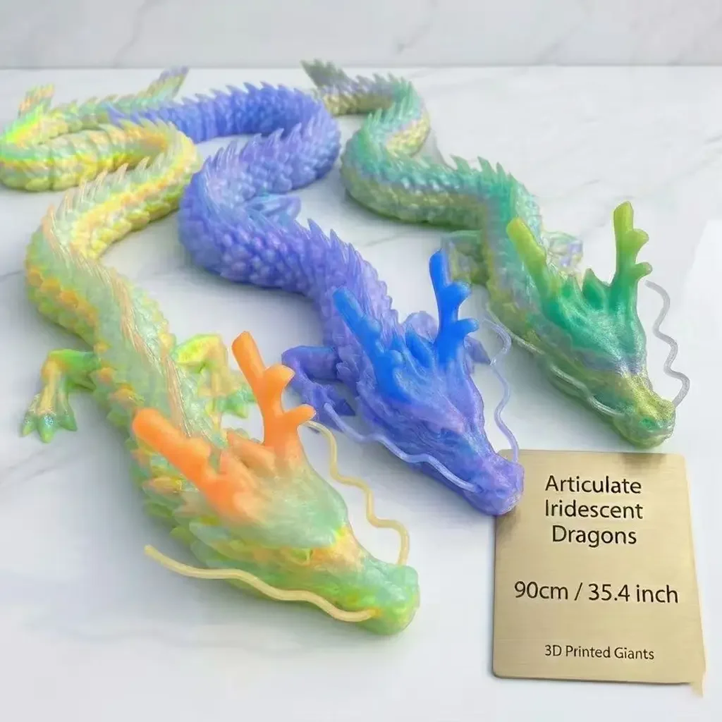 35,4 Zoll große, farbverlaufende Kristalldrachen-Skulptur mit realistischem Gelenkdesign, Sammlerstück, Heimdekoration, Halloween-Dekoration, Geschenk