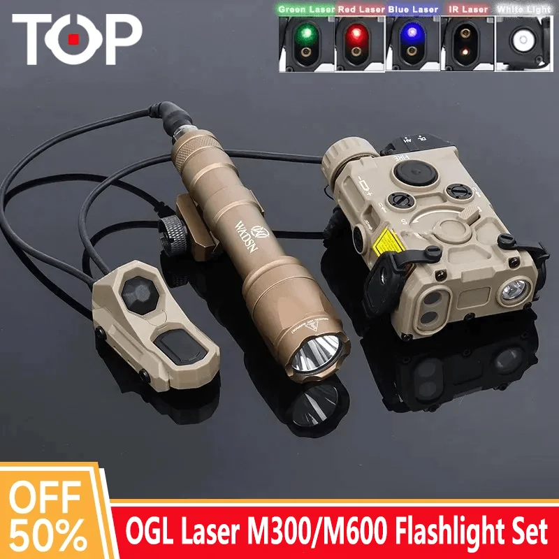 Tactical Airsoft OGL Laser Red Green Blue Dot Pointer M300A M600C Scout Flashlight AXON Remote Pressure Switch Weapon Light Suit