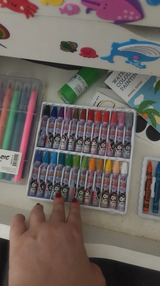 Cute Sanrio 12-Color Spinning Crayon Set, Retractable Crayons, Children's Coloring, Drawing, Doodling Art Supplies. photo review