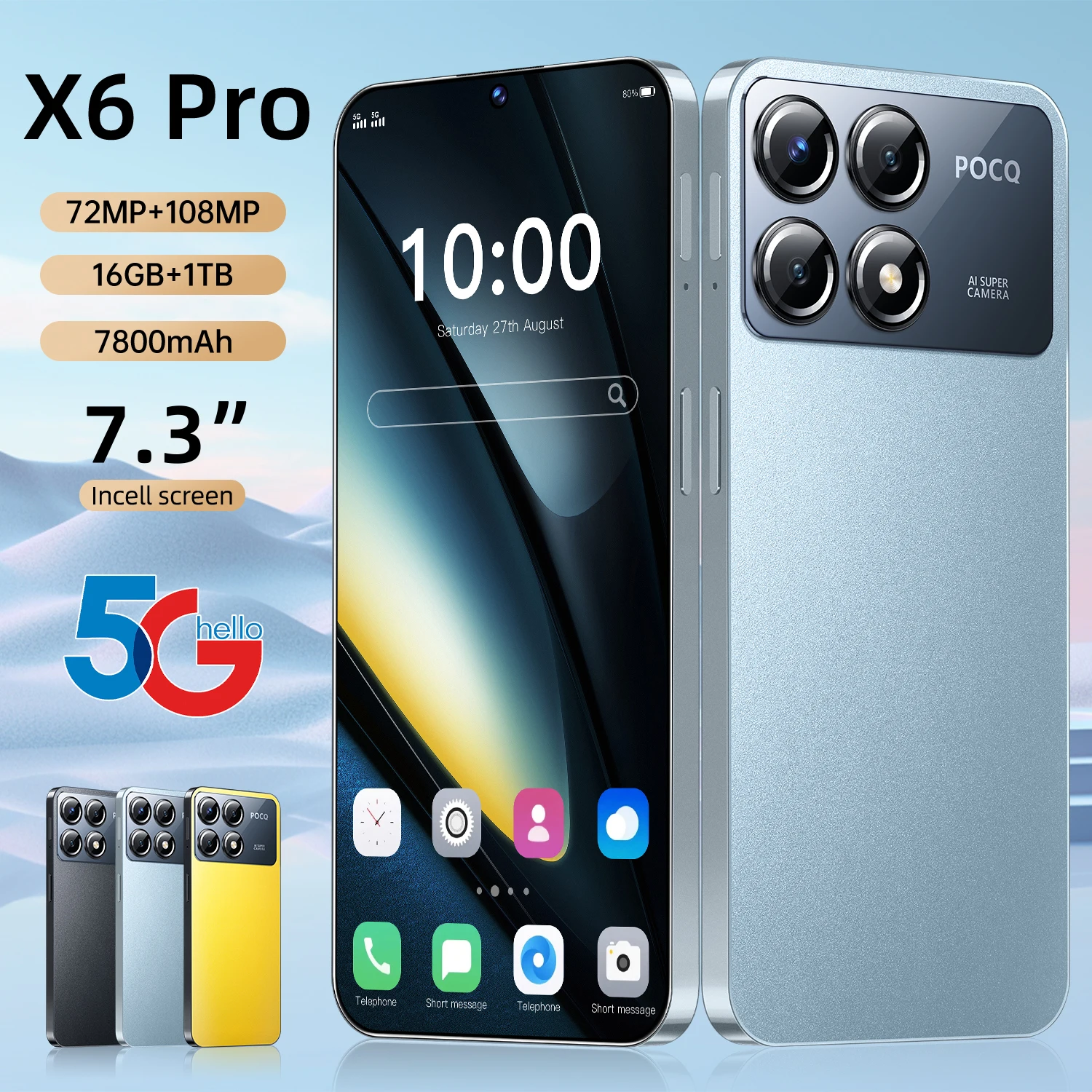 2025 HOT X6 Pro Smartphone Global Version Snapdragon 8 Gen 3 50MP+108MP Cellphone Android Unlocked Mobile Phone Celular Nfc