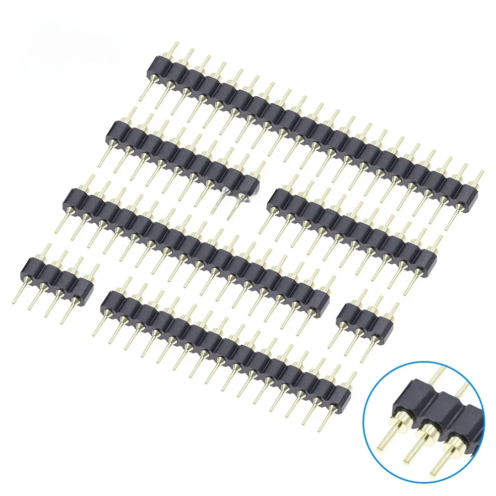 10PCS 2.54MM 1x40P Złącze Okrągły otwór Głowica męska Igły rzędowe 1*2p 3p 4p 5p 6p 7p 8p 9p 10p 12p 20p 40p Pozłacane jednorzędowe — zdjęcie 2