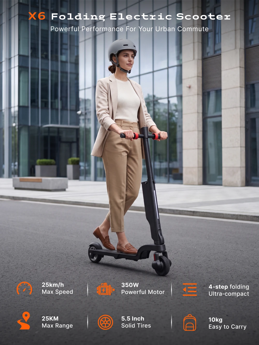 HX X6 350W 25km/h 36V 7,5Ah Elektroroller 5,5'' E-Scooter für den täglichen Arbeitsweg mit herausnehmbarem Akku, faltbarer Rucksack-E-Scooter – Detail 1