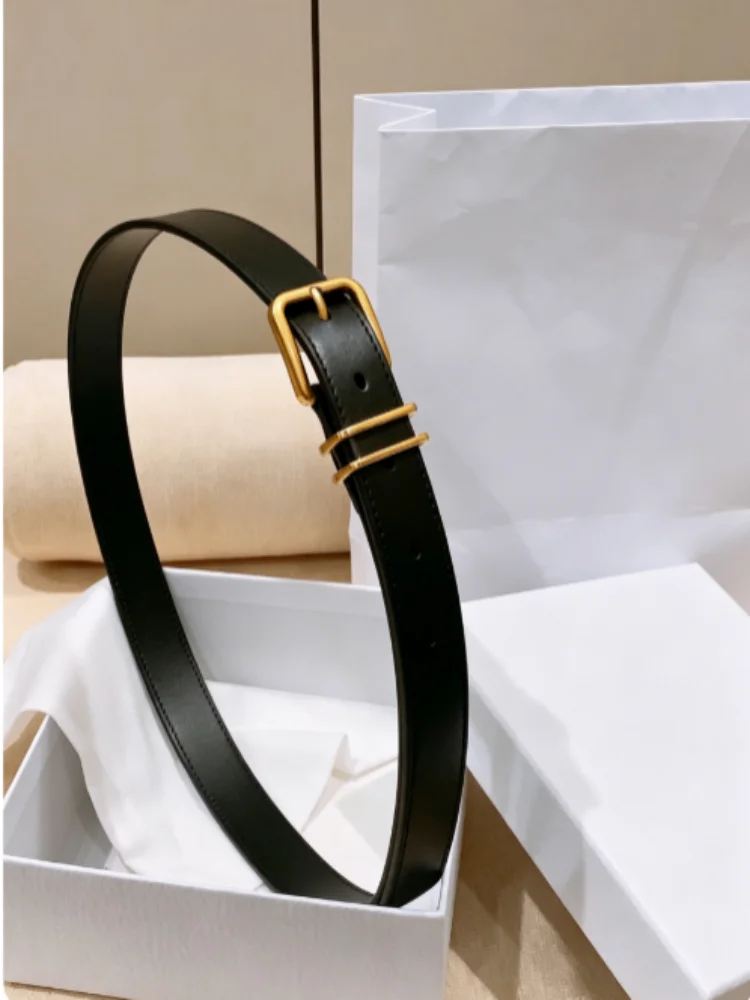 New Smooth Bovine Leather Material With Classic Letter Buckle Double-sided Design Belt