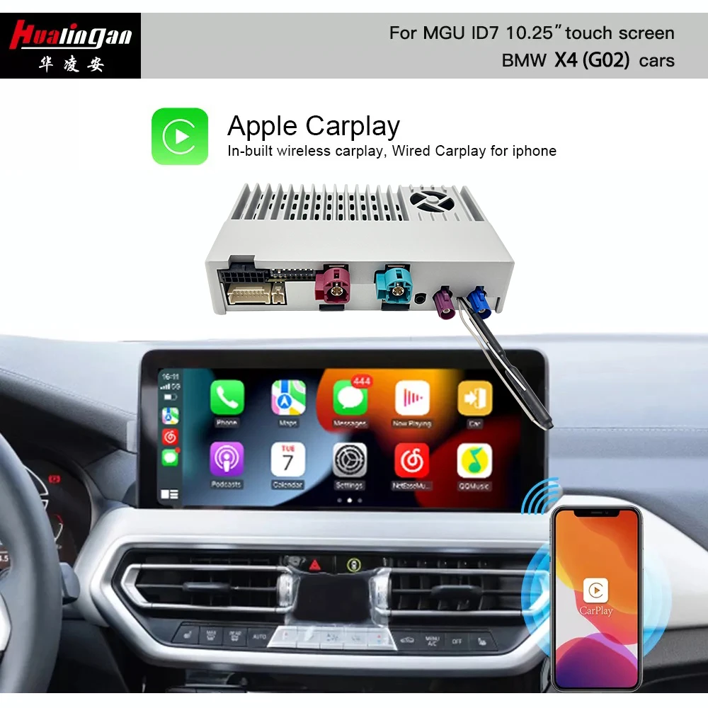 Hualingan For BMW X4 G02 iDrive7.0 MGU 2019 2020 2021 2022 2023 Android CarPlay Adapter Radio Navi Wireles Carplay Full Screen