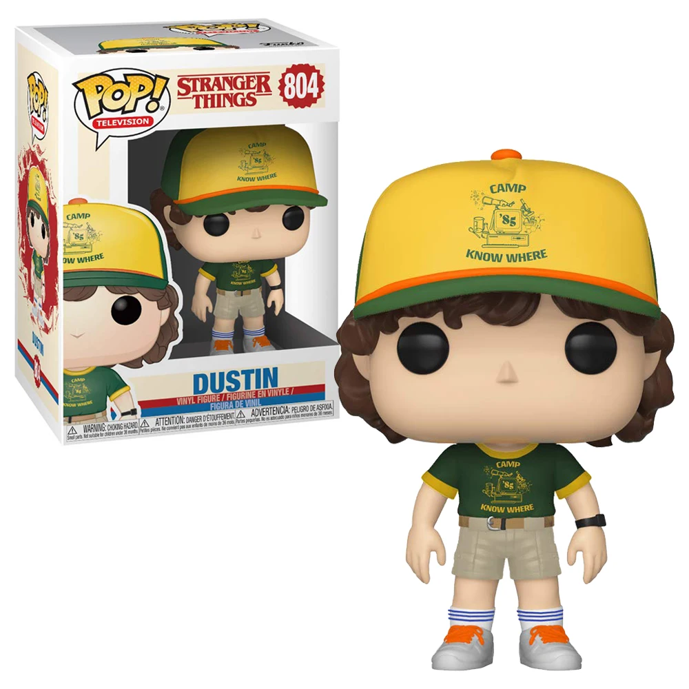 FUNKO POP! Stranger Things-Dustin figure (camp) reference 38532, number 804, original, toys, boys, girls, gifts, collector, figures, dolls, shop, box, new official license