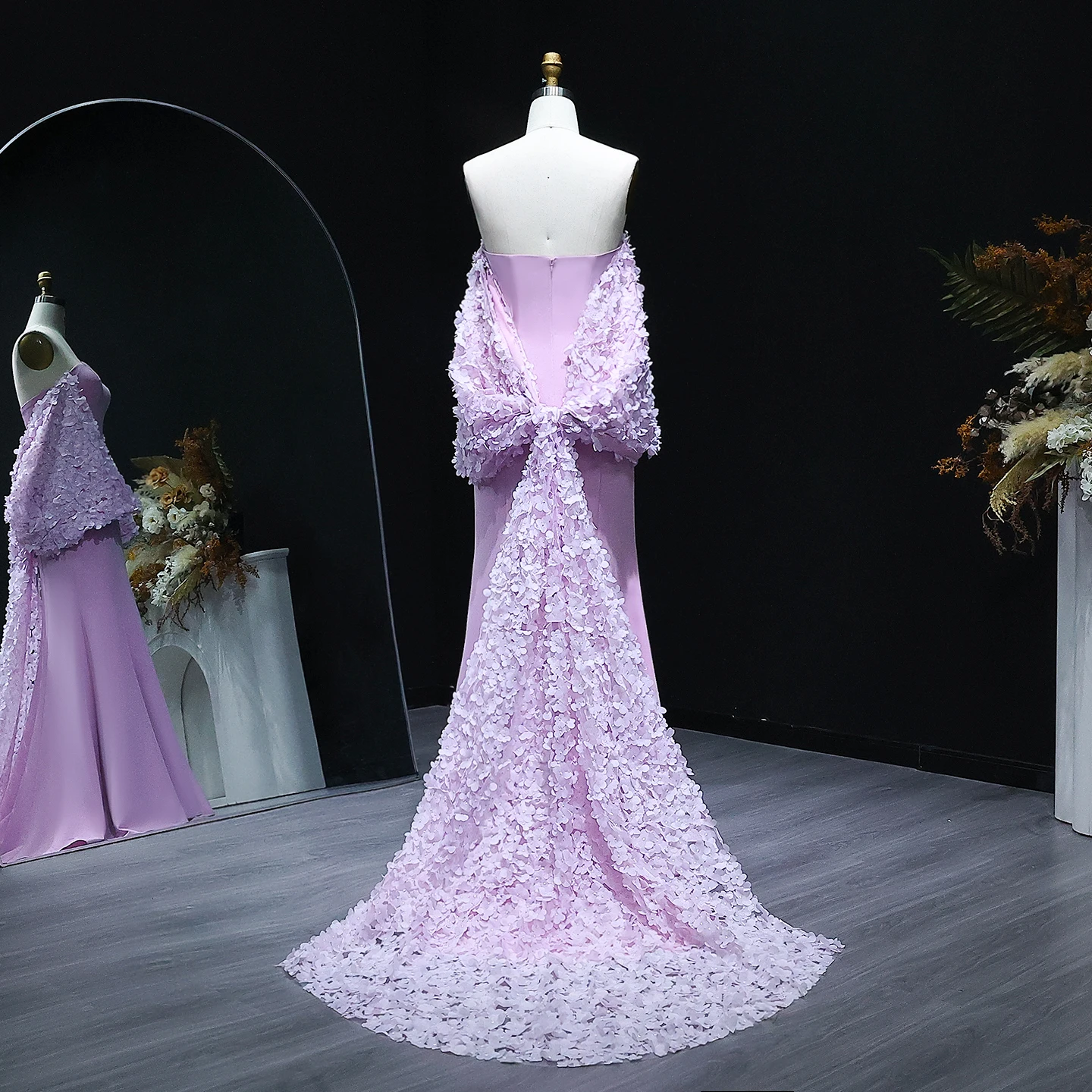 Sharon Said Abito da sera a sirena con scollo a cuore lilla con maniche a sbuffo con fiocco per abito da festa di nozze da donna SF043 personalizzato