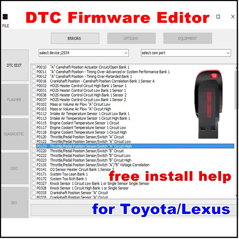 

Hot Sale! for Toyota / Lexus DTC Firmware Editor Software Support for 76Fхххх Microcontrollers English Version Free Install Help