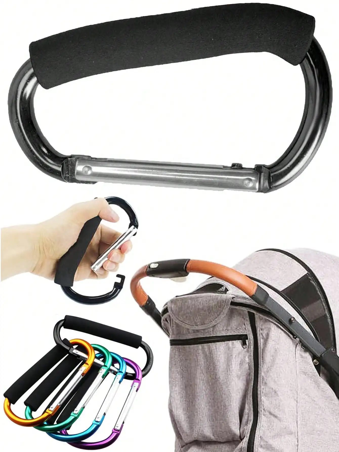 

1PC Sturdy And Durable Multifunctional Stroller Hook With EVA Handle - Durable Aluminum Alloy For Shopping And Storage Accessori