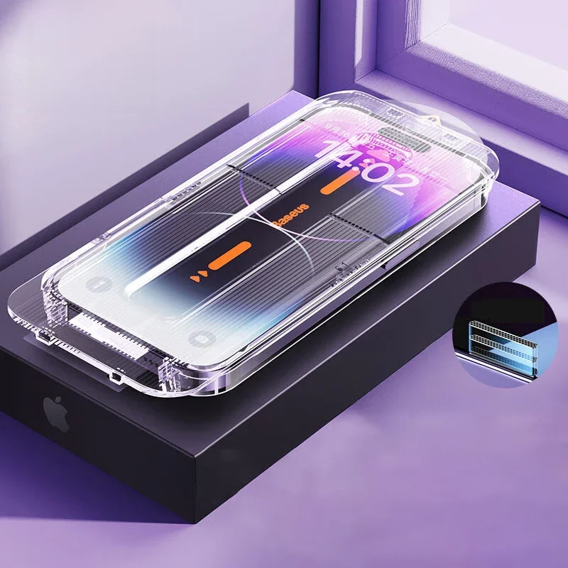 Baseus Gehard Glas voor iPhone 17 16 15 14 13 12 Pro Max Screenprotector HD Met Reinigingsset Anti Gluren Stofdicht Glas - afbeelding 2