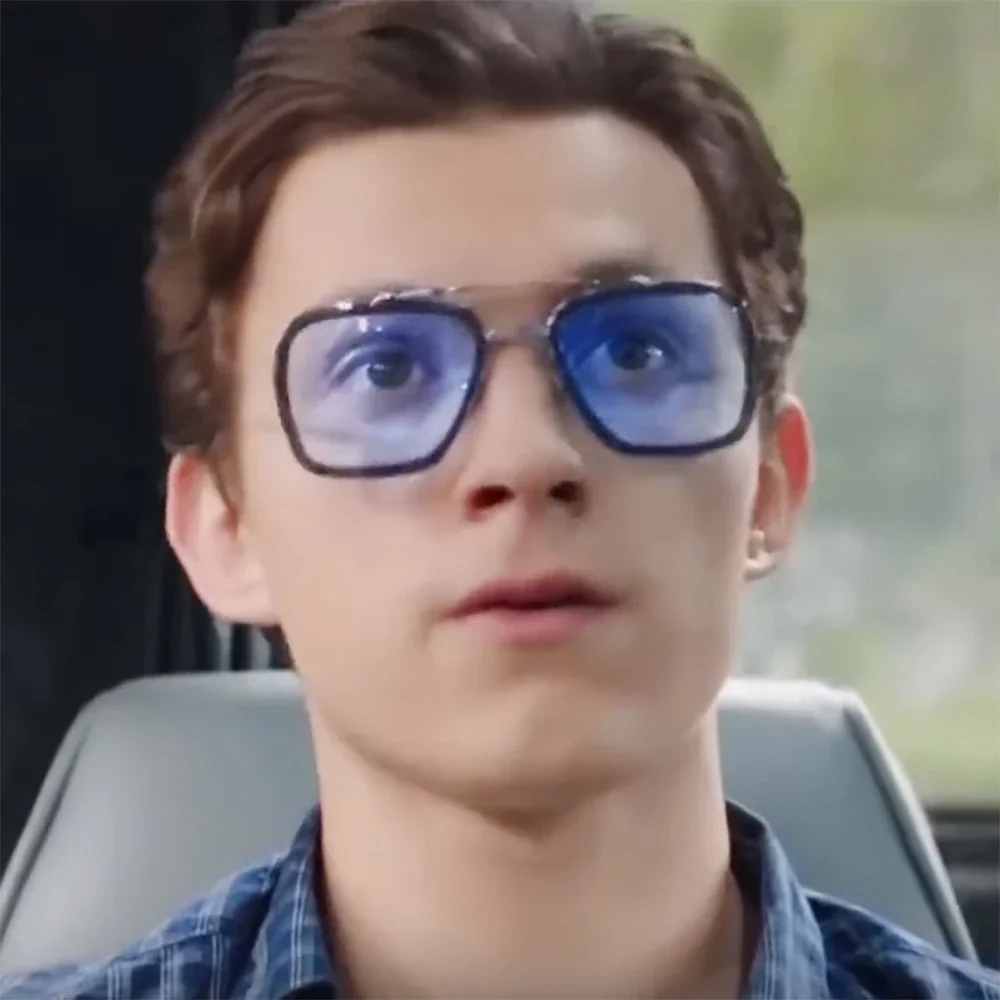 Vivibee 2024 quadratische Männer Edith Sonnenbrille Vintage Tony Stark Silber Metallrahmen blaue
