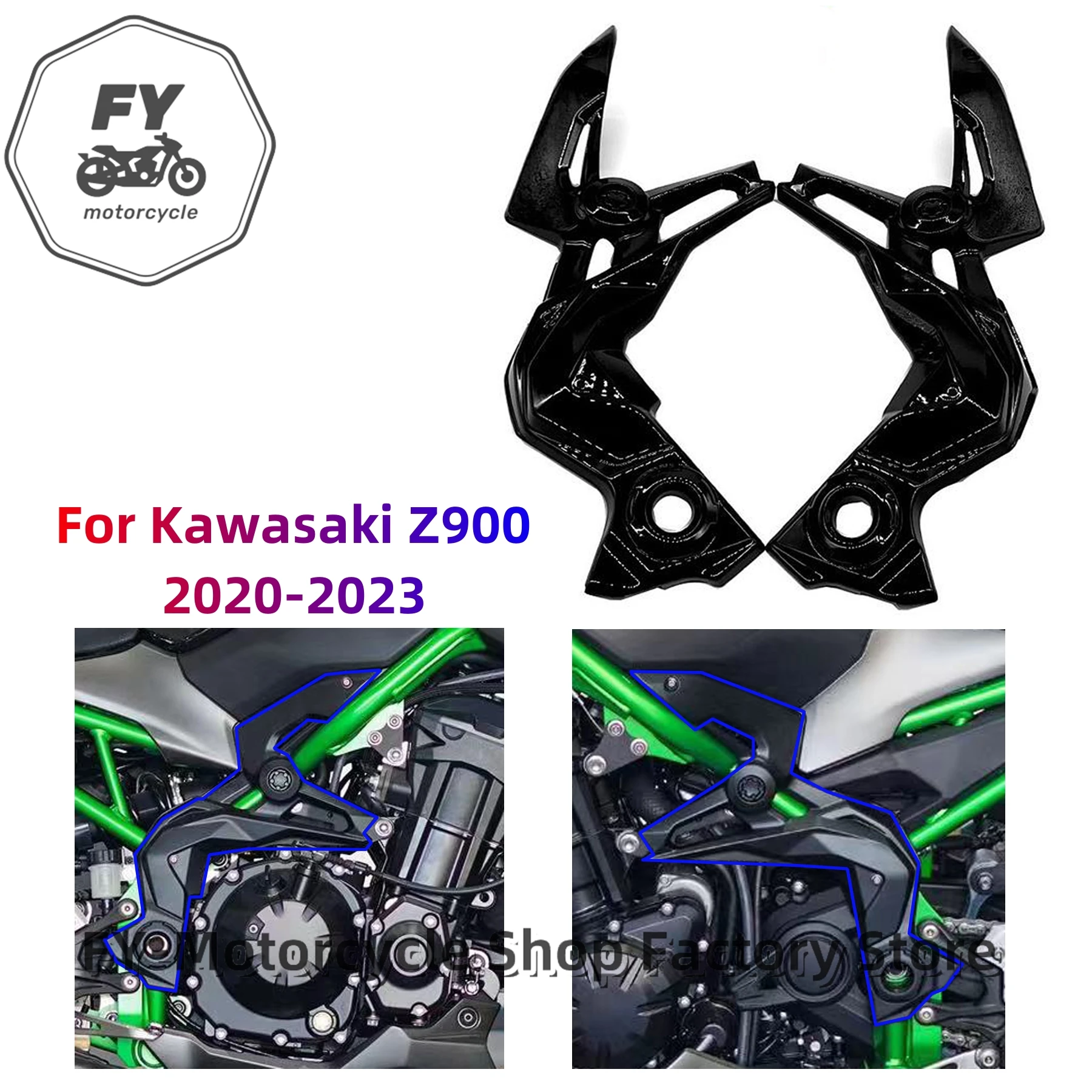 

Motorcycle Fairings Parts Carbon Fiber Front Side Trim Frame Body Cover Panel Fairing Fit for Kawasaki Z900 2020 2021-2023 Z 900