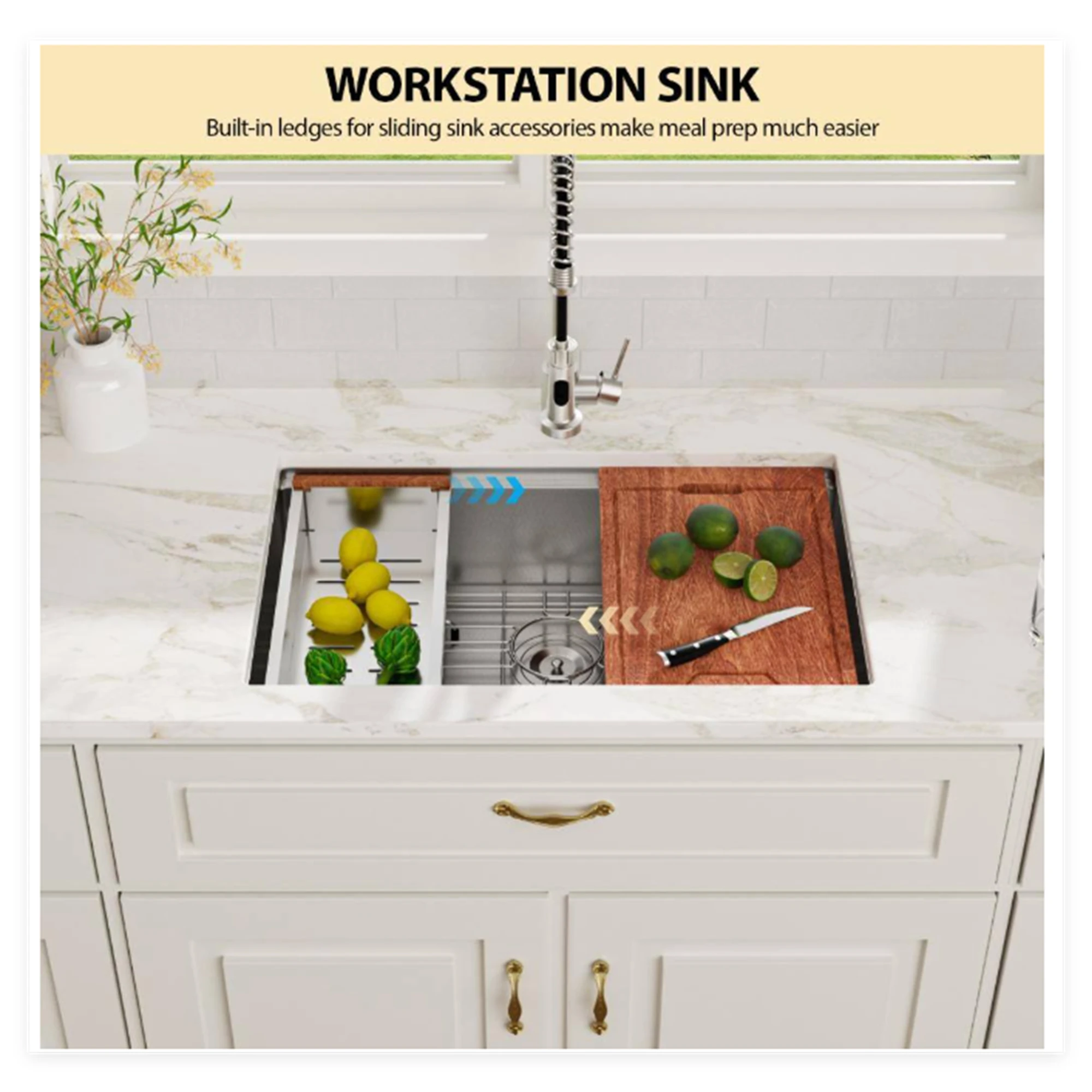 Broncho Single Bowl Kitchen Sink, 1Stainless Steel Handmade Sink with Noise Insulation, Complete Drainage & Full Accessory Kit