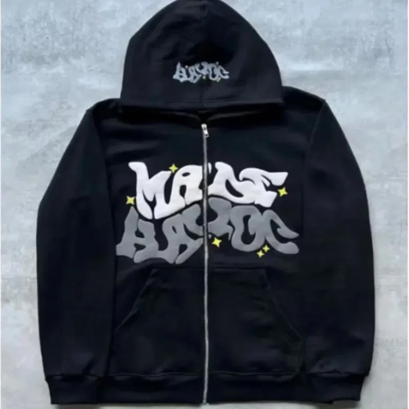 Streetwear Y2K Męska i damska plus size luźna wielokolorowa bluza z kapturem z nadrukiem liter Hip-hop Fashion Friend Party outfit — zdjęcie 2