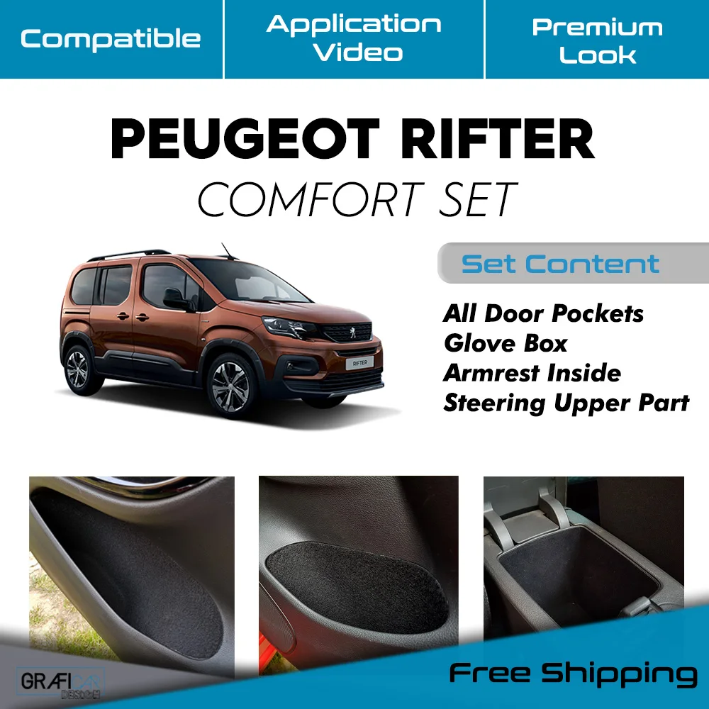 Peugeot Rifter Comfort Set-Ready Fabric Coating In-Car Accessory Self-Adhesive Insulation Effective Coating Set