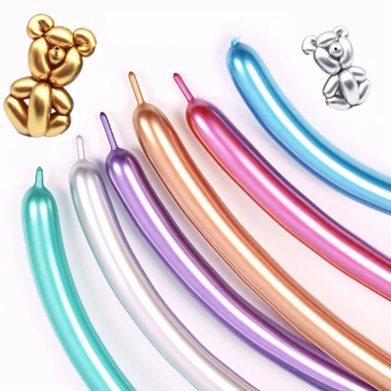 Ballons magiques en Latex métallique brillant, forme longue, couleurs métalliques chromées épaisses, boules d'air, décorations de fête d'anniversaire, 10/20 pièces