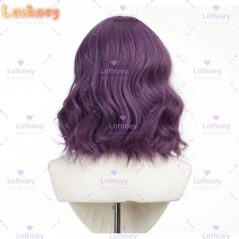 Бесклеевой фиолетовый короткий вьющийся парик из натуральных волос, парики из человеческих волос, парик с объемной волной, парик с челкой, удобный и удобный