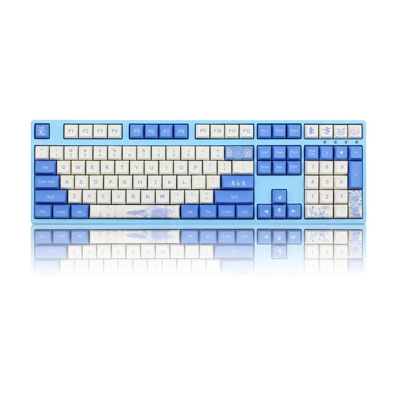 

Mechanical Keyboard Keycap Blue And White Porcelain Keycaps XDA Profile 126 Keys PBT Dye Sub With 1.75U 2U Shift ISO Enter