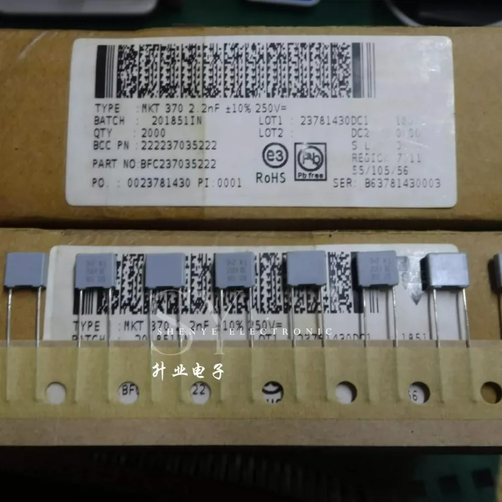 20pcs/lot MKT370 0.0022uf 250V 2.2nf 2n2 2200pf 222 K Brand New 5mm Film Capacitor BFC237035222
