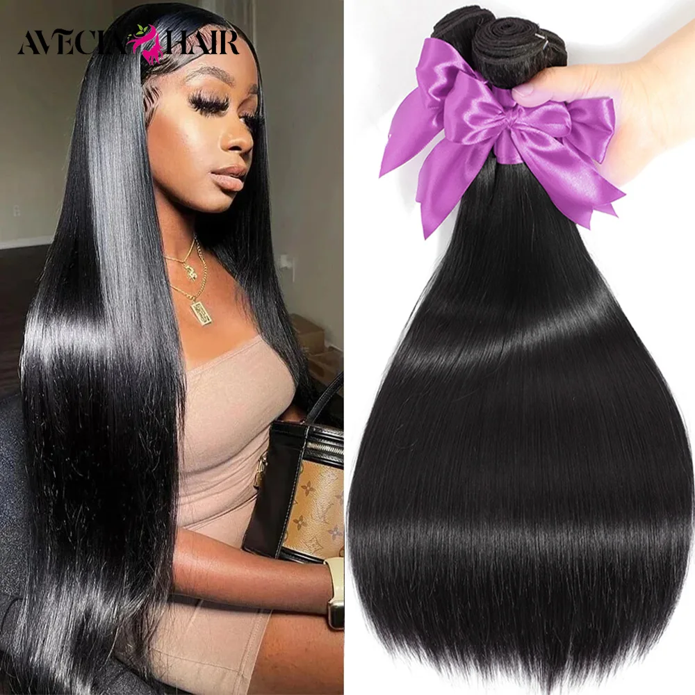 10 A Straight Human Hair Bundles 28 30 inch Raw Hair Bundles 36 38 40 Inch Long Thick Bundles Cheap Brazilian Hair Weave Bundles