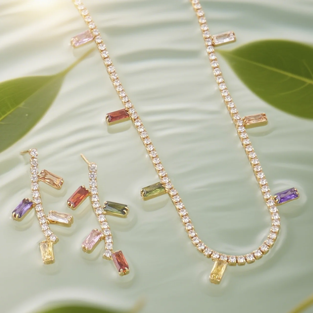 

Italy Elegant Gold Plated Stars Shape Chain Necklace Charms Earrings for Women Jewelry Set for Dating Wedding Christmas Gift