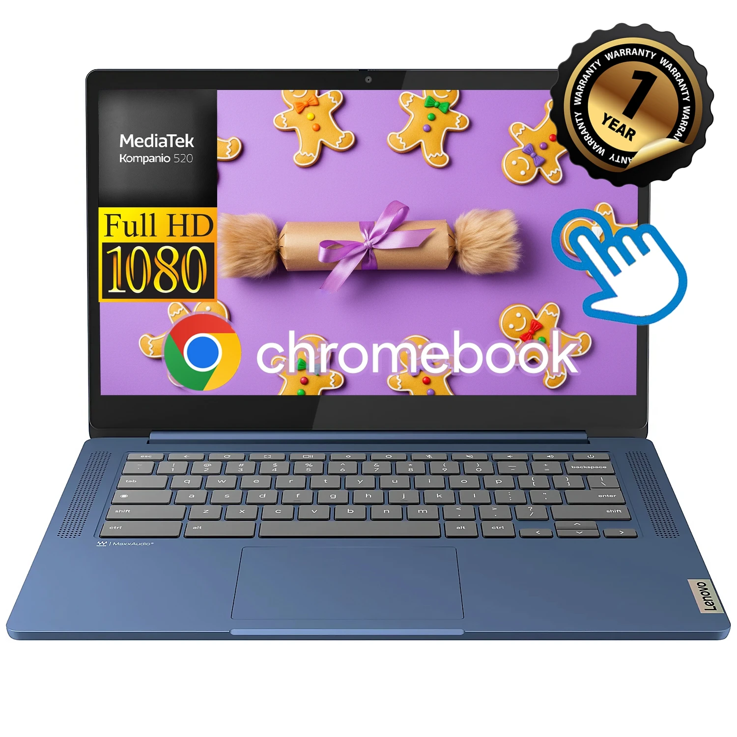 Lenovo-Laptop مع شاشة تعمل باللمس للعمل ، Chromebook ، MediaTek ، Kompanio 52 ، 4GB ، 64GB ، eMMC ، Chrome OS ، Abyss Blue ، 14 in