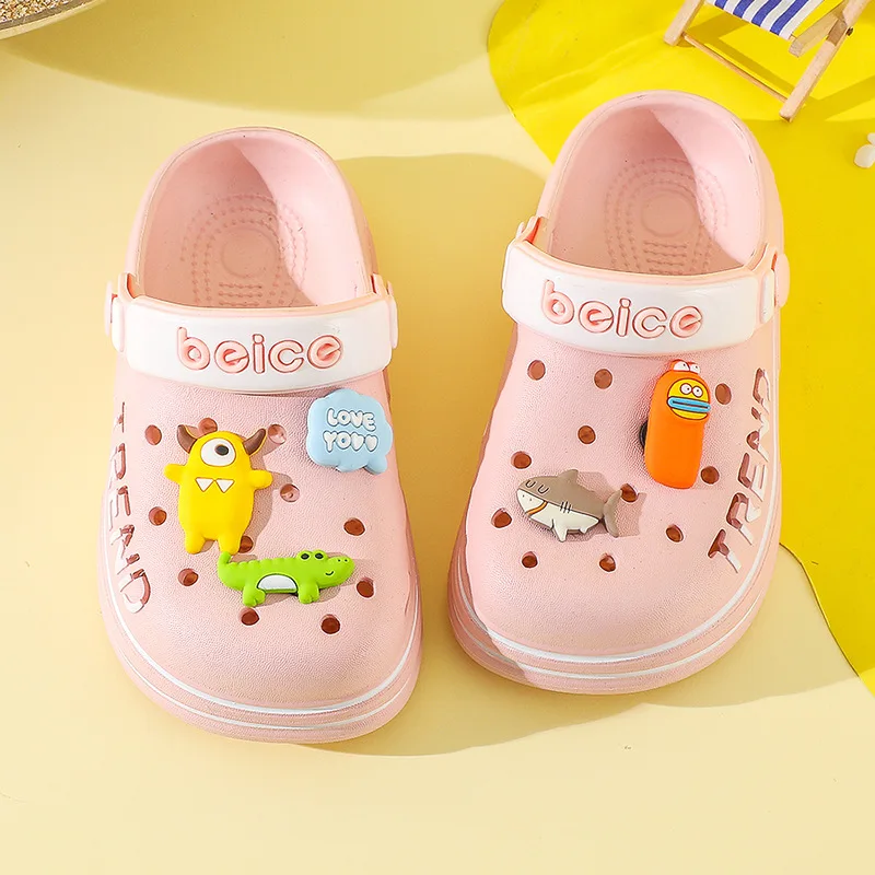 Children Clogs Beach EVA Lightweight Home Slippers Outdoor Summer Non-Slip Garden Shoes Cartoon Hole Shoes Girl and Boy Scandals