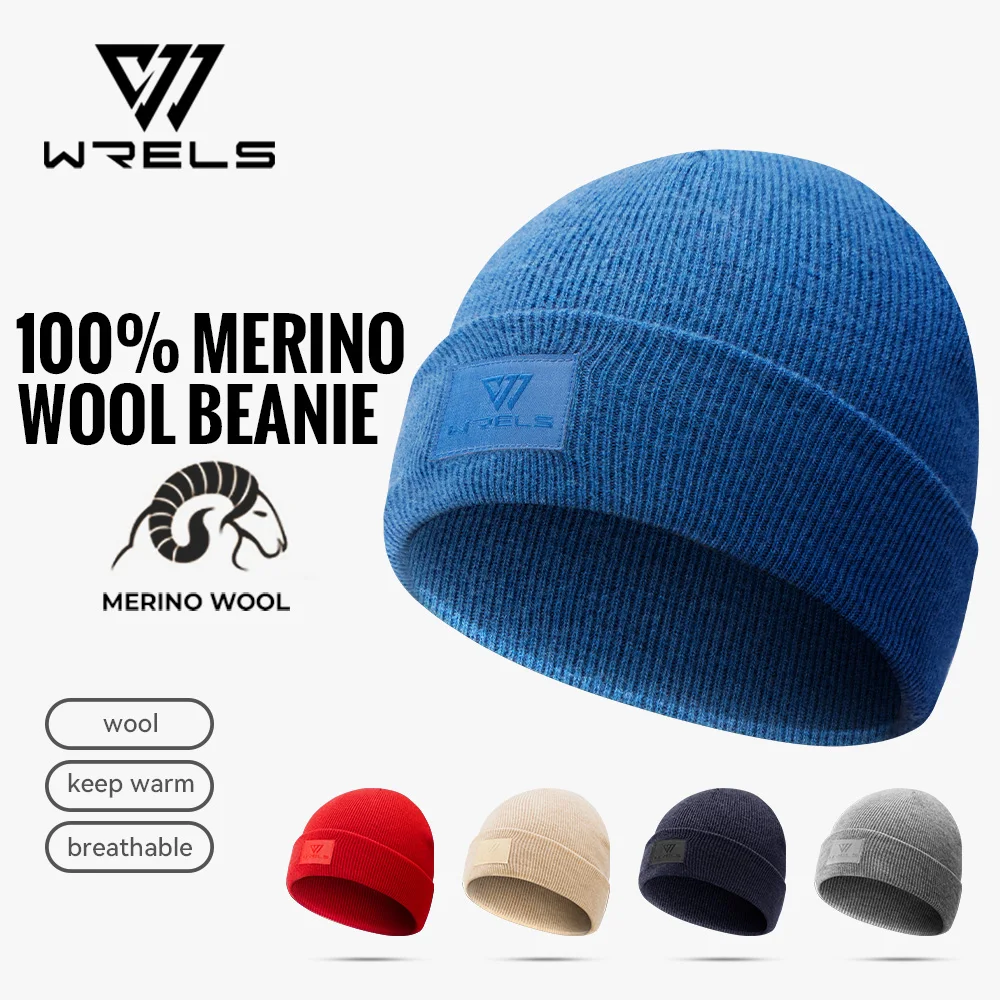 WRELS 100% Merino Wool Beanie Warm Winter Hat Watch Cap Merino Wool Hat Lightweight Thermal Hat Breathable Wool Watch Cap