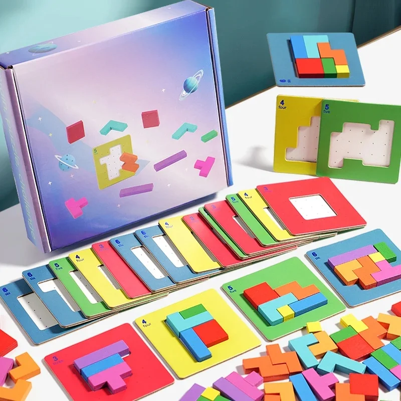 Puzzle 3D pour deux personnes, jeu de bureau interactif, Tangram, jouets mathématiques, blocs de construction, planche de couleur, cadeaux pour enfants