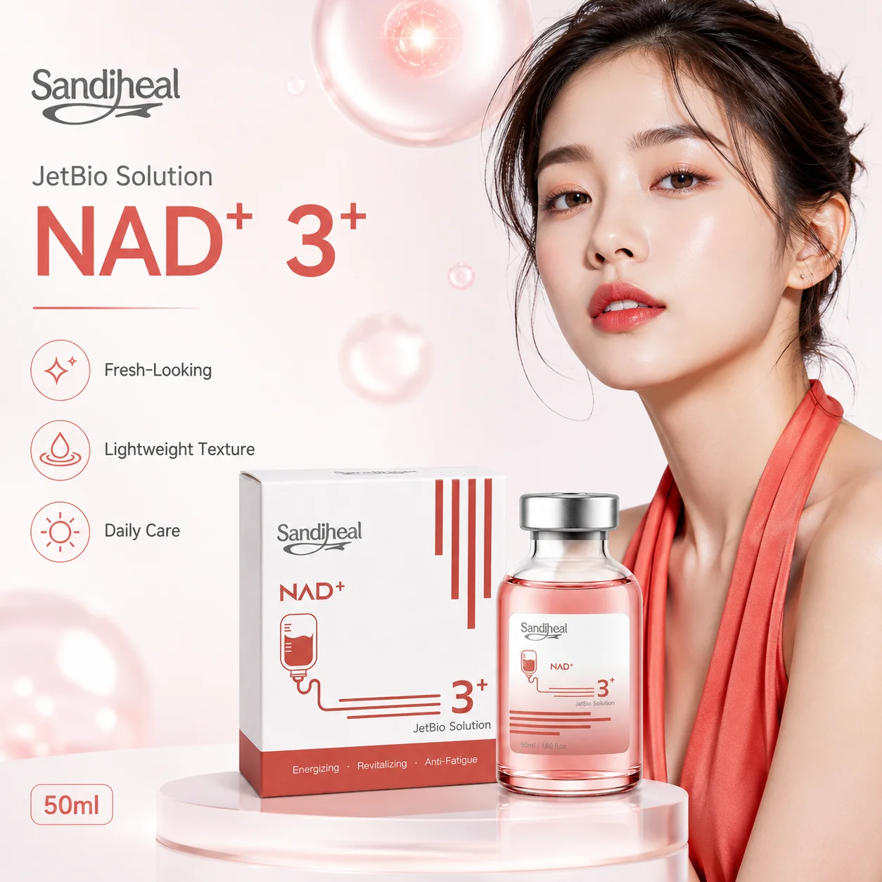 Newest PDRN NAD+ Facial Serum SandiHeal JetBio Glow Series Exosme GSH Fresh-Looking Smoothing Moisturizing Korean Skin Care