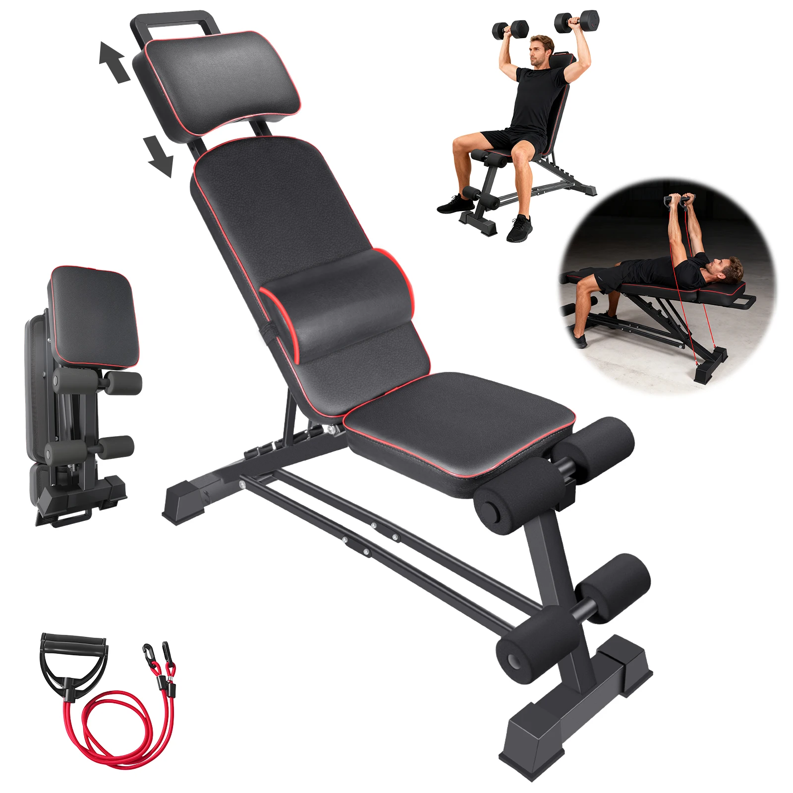 Multifunctional Dumbbell Bench Training Fitness Bench 5-gear Adjustment For Backrest Stable And Load-bearing Full-body Training