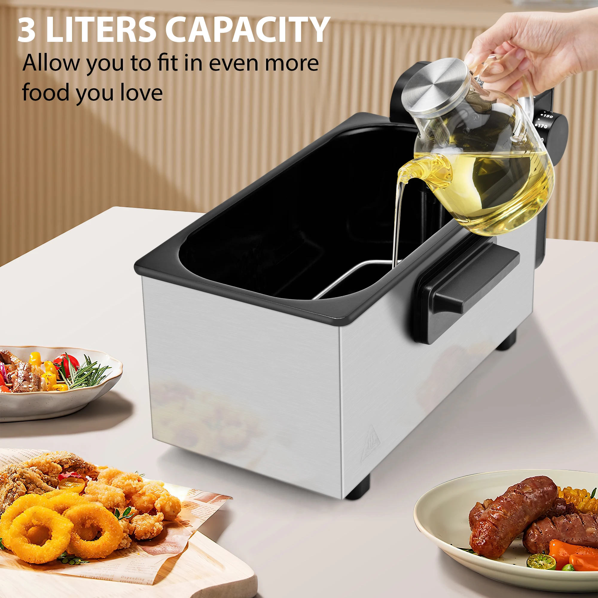 3L Paslanmaz Çelik Elektrikli  - Countertop Deep Fryer With Timer incelemesi ve fiyatı