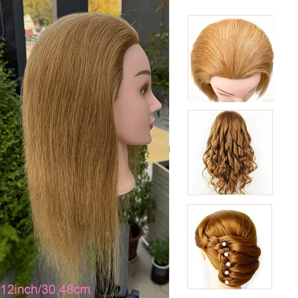 27 # عارضة أزياء للتدريب مع حامل مشبك قابل للتعديل للطاولة، رأس عارضة أزياء للتدريب على الشعر البشري لممارسة تصفيف الشعر #4