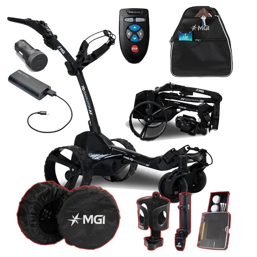 Ventas con alto descuento en el carrito de golf eléctrico con control remoto MGI Zip Navigator: incluye toalla de golf premium