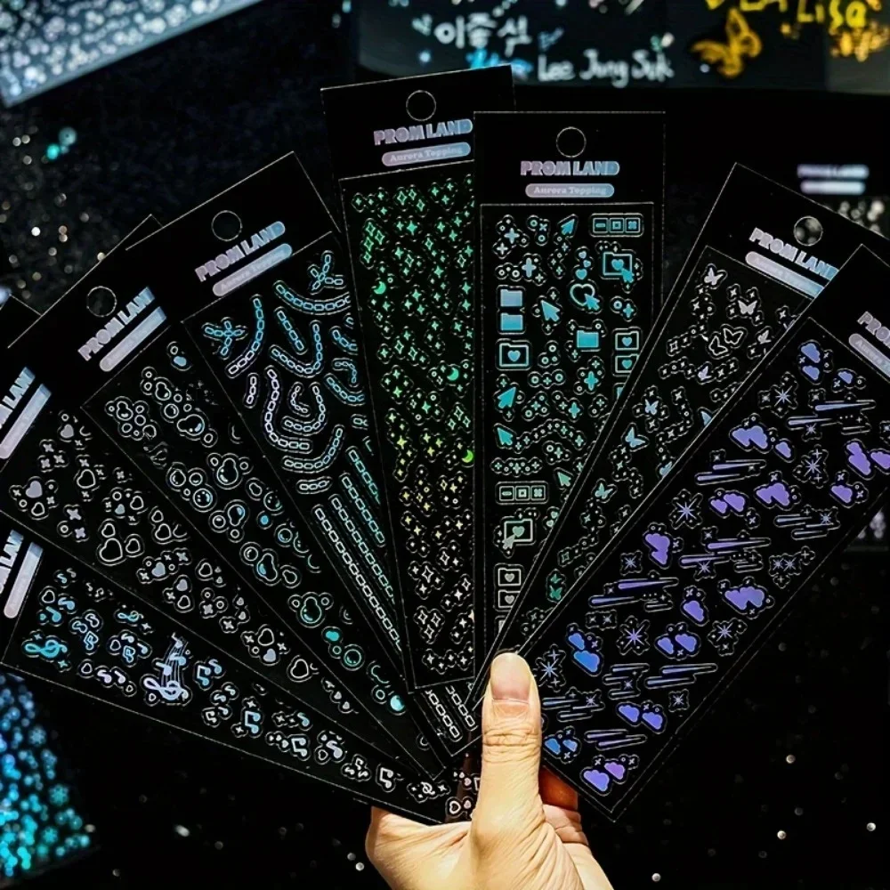 Autocollants décoratifs étoiles Laser scintillantes, 12 feuilles, imperméables, points, pour Scrapbooking, bricolage, carte Photo, décoration, Collage